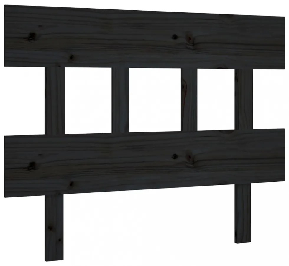 fekete tömör fenyőfa ágyfejtámla 93,5 x 3 x 81 cm