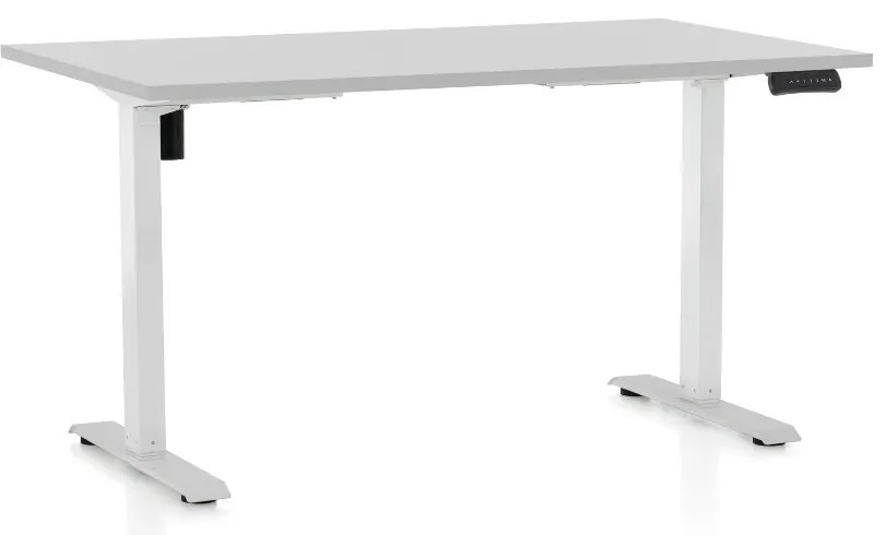 Állítható magasságú asztal OfficeTech B, 120 x 80 cm, fehér alap, világos szürke