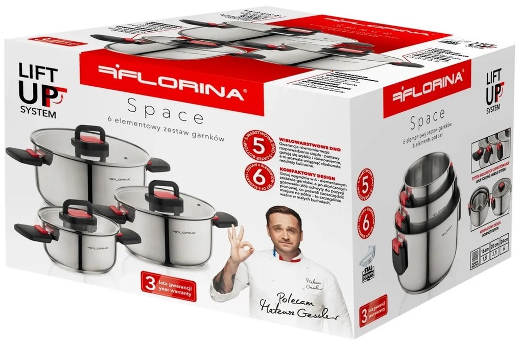 Florina Space rozsdamentlen edénykészlet MateuszGessler, 6 darab