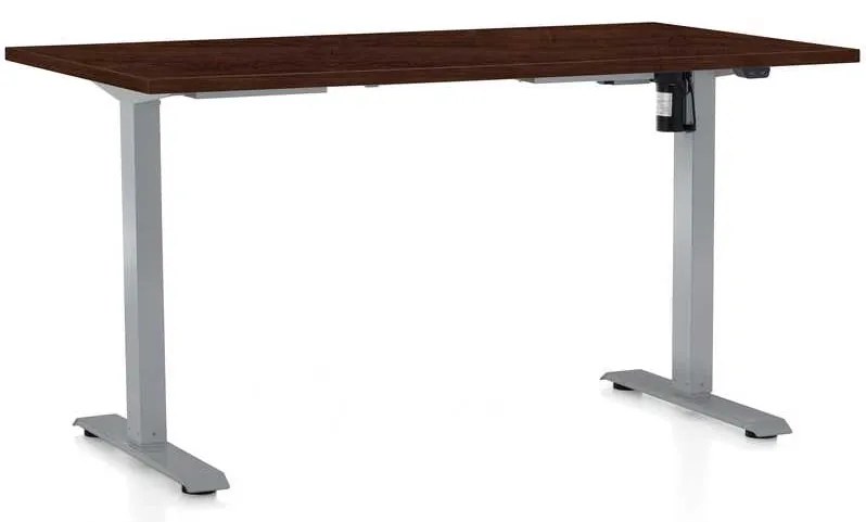 OfficeTech A állítható magasságú asztal, 120 x 80 cm, szürke alap, wenge