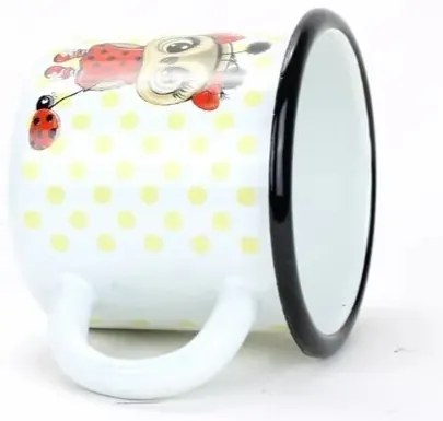 Belis Smaltált bögre bagoly és katicabogárral, 7cm, 0,25 l