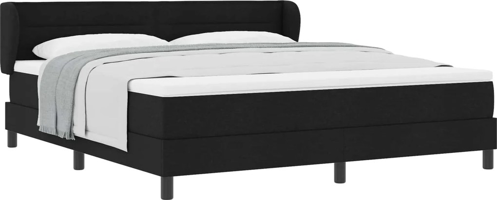 vidaXL Boxrugós ágy matracmal fejtámlával Fekete 180 x 200 cm szövet