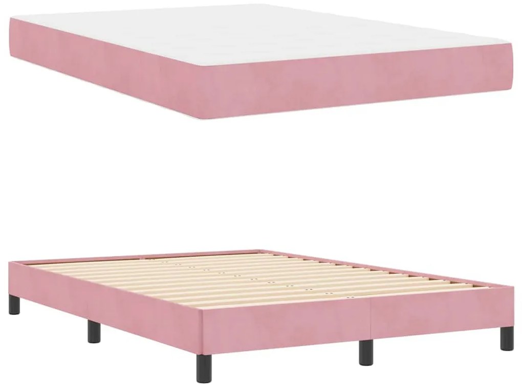 Boxspring ágy matraccal Rózsaszín 140 x 190 cm Bársony