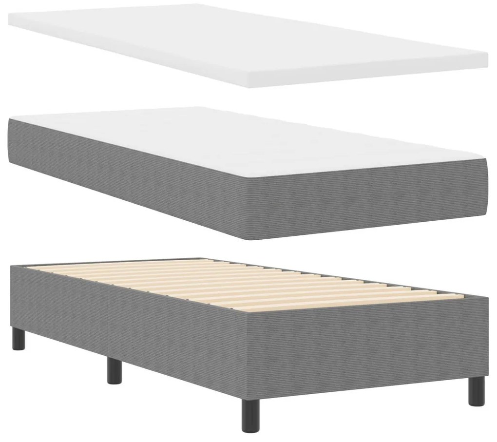 Boxspring ágy matraccal & LED világítással szürke 100x200 cm kordbársony