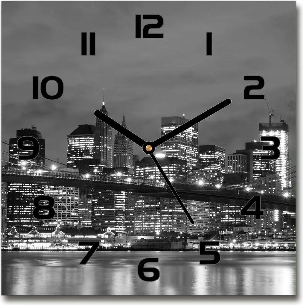 Manhattan New York szögletes üveg falióra 30x30