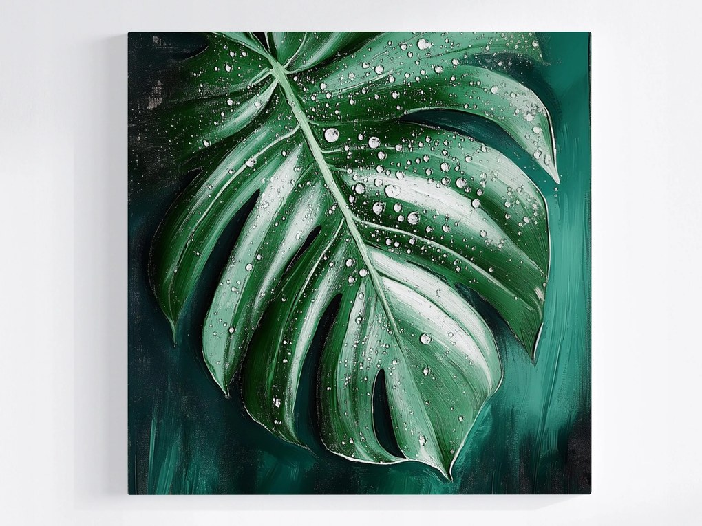 Vászonkép Canvas Természet Monster Levél Filodendron Víz Harmat 40x40