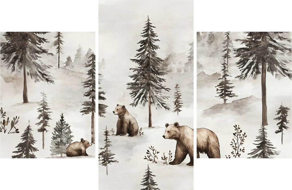 Kép - Erdő medvékkel (90x60 cm)