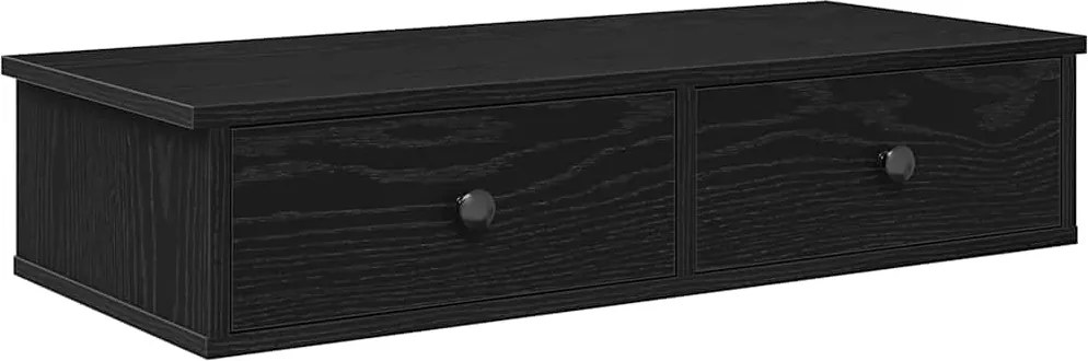 vidaXL Falipolc fiókokkal fekete 80x31x17 cm műszaki fa