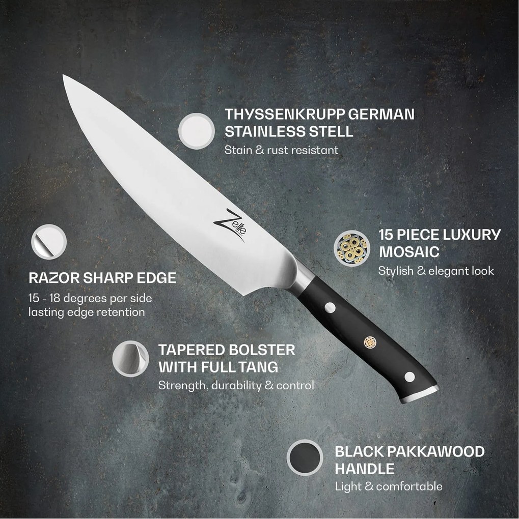 Zelite Infinity by Klarstein Alpha-Royal German 5", steak kés, 56 HCR, rozsdamentes acél