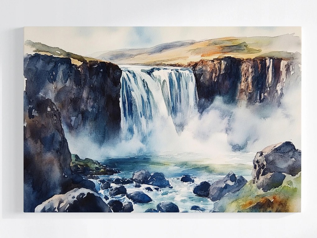 Poszter Tájkép Természet Sziklák Folyó Vízesés 120x80