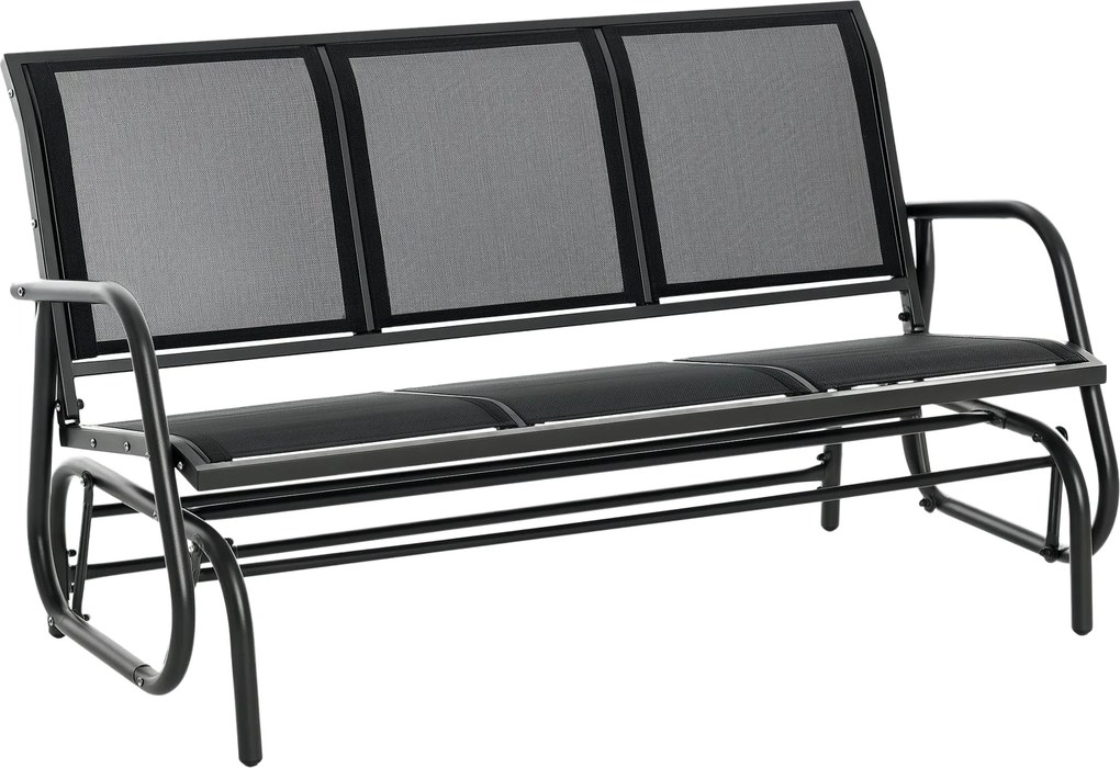 Outsunny 3 Személyes Hinta Pad Kertben, Hintázó Mechanizmussal, Fém Kerti Pad, 300 kg Teherbírású Kertibútor, Kerthez és Teraszhoz, 147 x 70 x 85 cm S