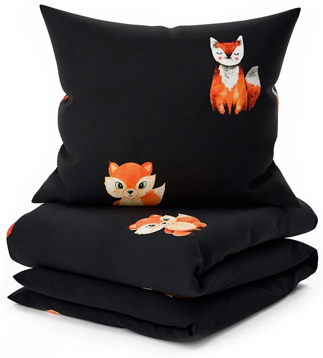 FOXES fekete mikroszálas ágyneműhuzat Ágyneműhuzat mérete: 2 db 70 x 80 cm | 160 x 200 cm