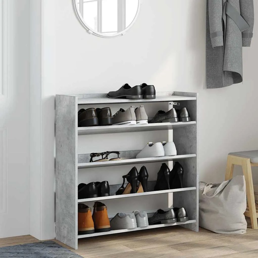 betonszürke szerelt fa cipőtartó 80x25x81 cm
