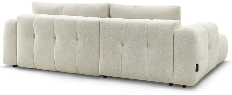 Bézs kinyitható-tárolóhelyes sarokkanapé (bal oldali-heverő résszel) Fuji – Bobochic Paris