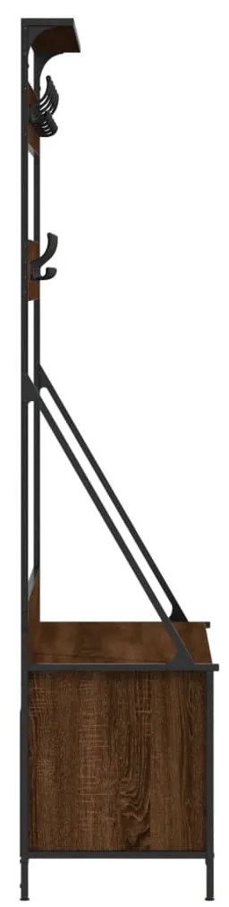 barna tölgyszínű ruhafogas cipőpolccal 100x41x184 cm