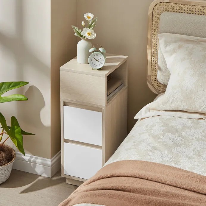 Lerakóasztal 25 × 30 × 65 cm, MDF, fehérített tölgy ANT-E1065 BUK