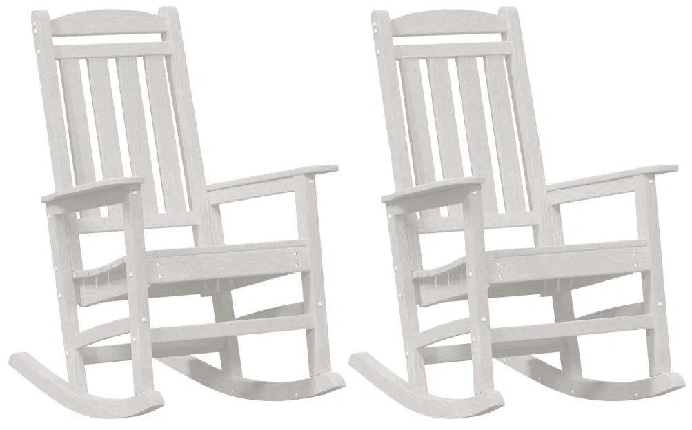 2 db-os Kertihintaszék Fehér 70x92x107.5 cm HDPE