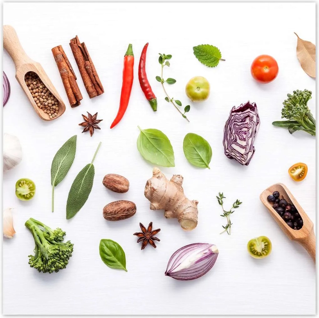 Poszterek 100x100 Friss gyógynövények menta ánizs