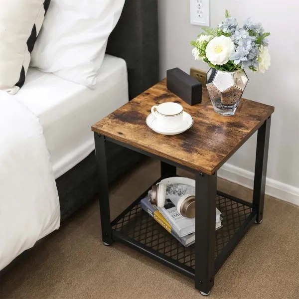 ELDUR oldalsó asztal, barna/fekete