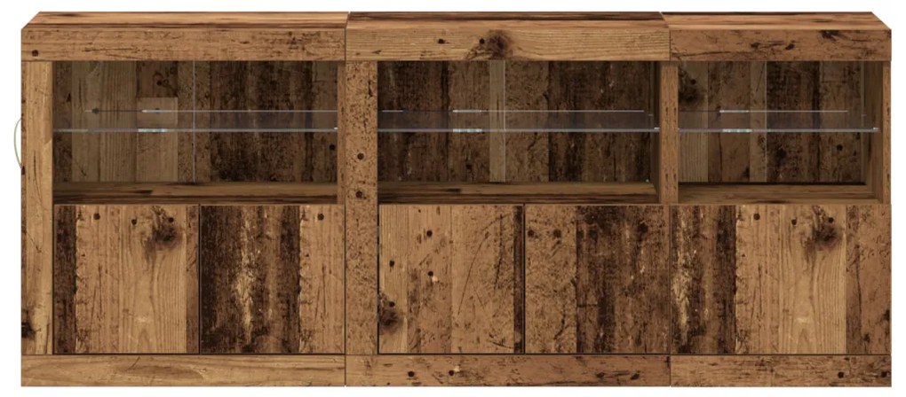 Széf LED -es lámpákkal Régi fa 162 x 37 x 67 cm Faanyag