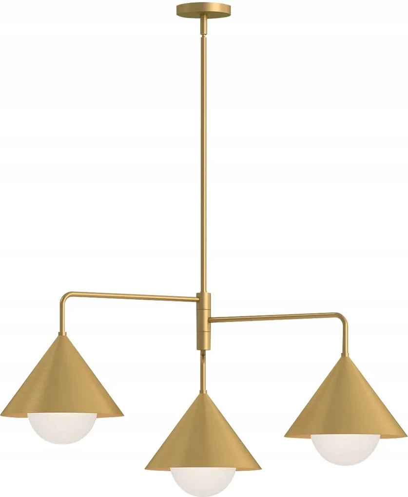 Japandi függőlámpa hármas arany kúpos lámpabúra nappaliba Alora Mood