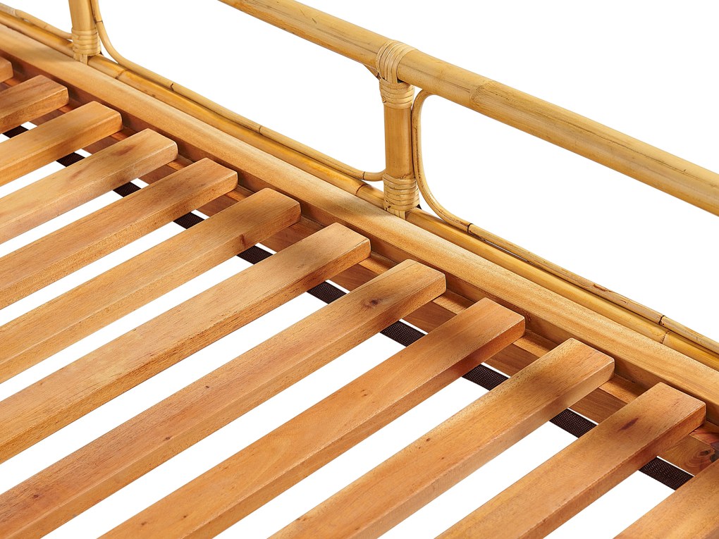 Világosbarna rattan franciaágy 140 x 200 cm FLORENTINE Beliani