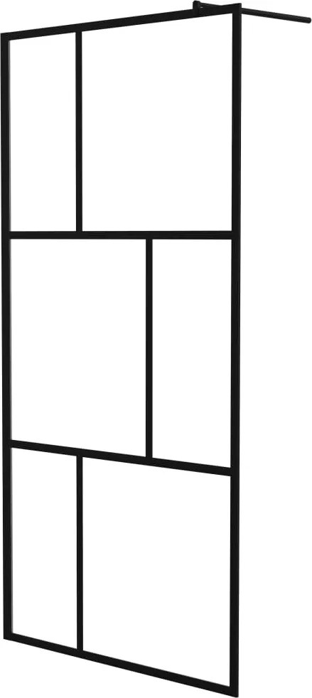 vidaXL fekete zuhanyfal edzett üveggel 100 x 195 cm
