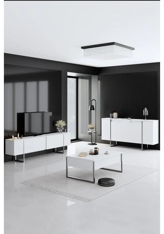 Konzolasztal Luxe - White, Silver