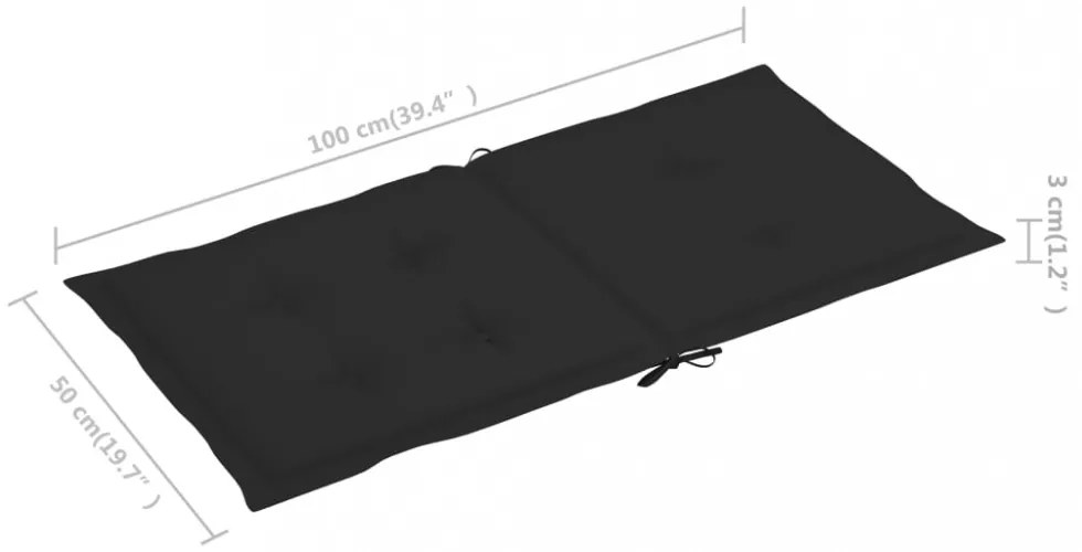 6 db fekete oxford szövet háttámlás székpárna 100x50x3 cm