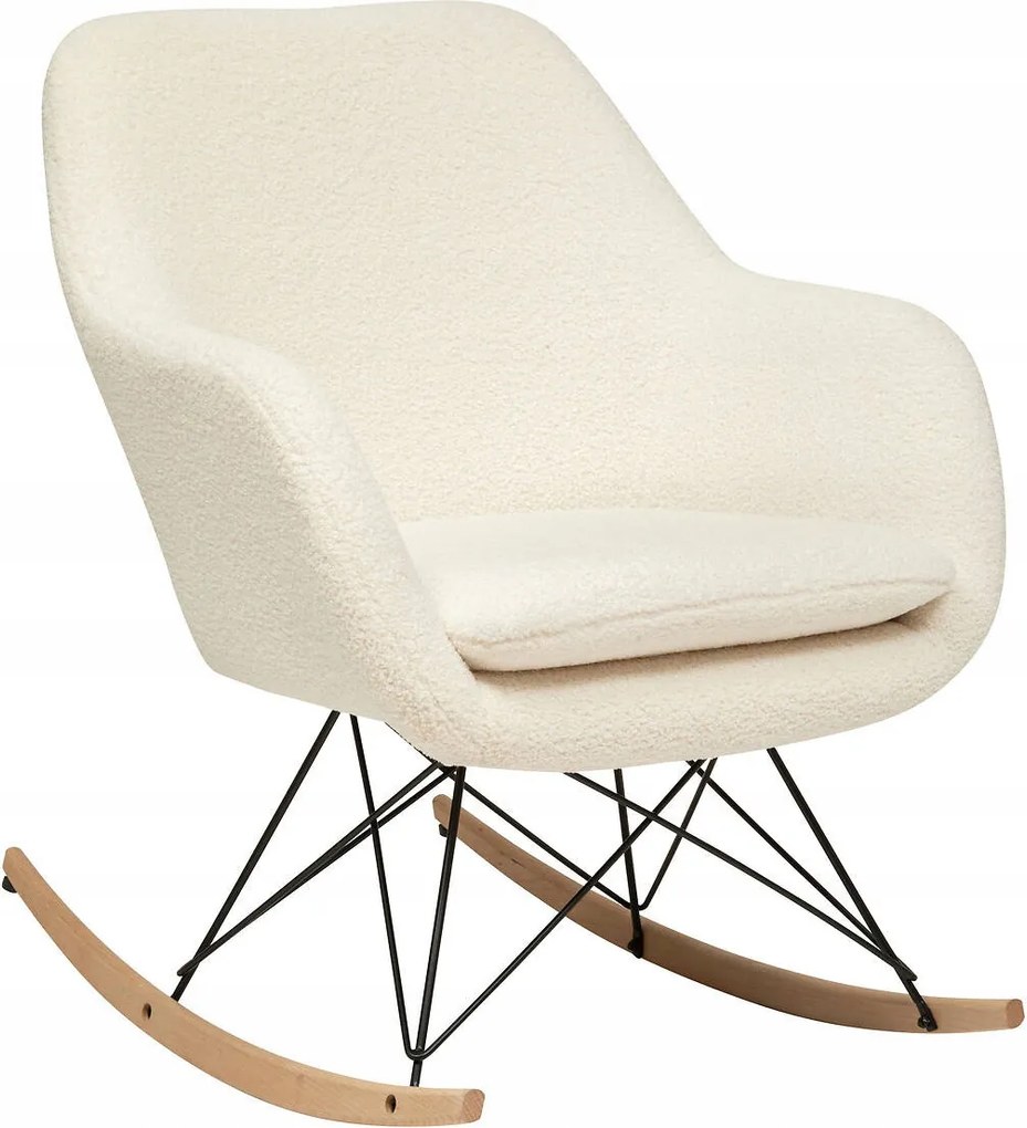 Hintaszék Fehér Poliészter Boucle Fa Lábak 65X83 CM