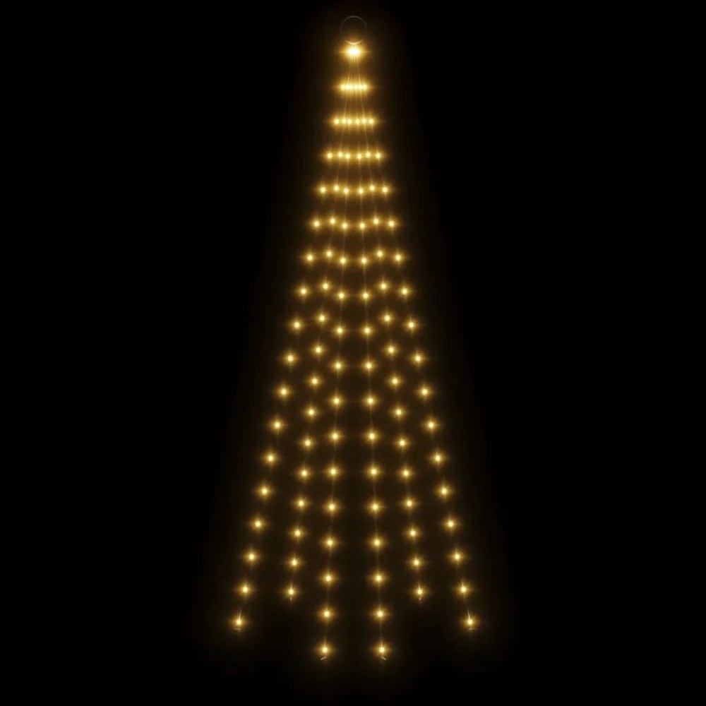 karácsonyfa zászlórúdon 108 meleg fehér LED-del 180 cm