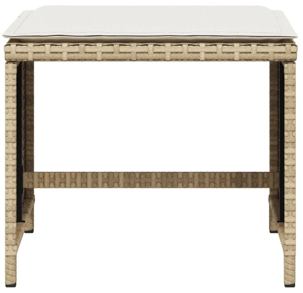 4 db bézs polyrattan kerti szék párnával 41 x 41 x 36 cm