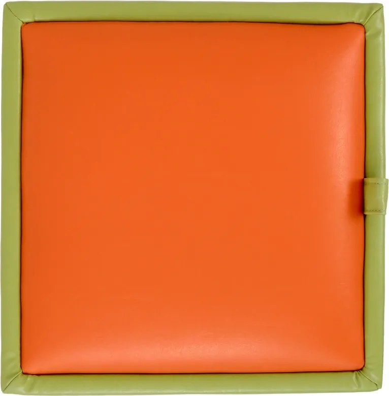 Box puff - műbőr, zöld/narancssárga - 21899/21895 R