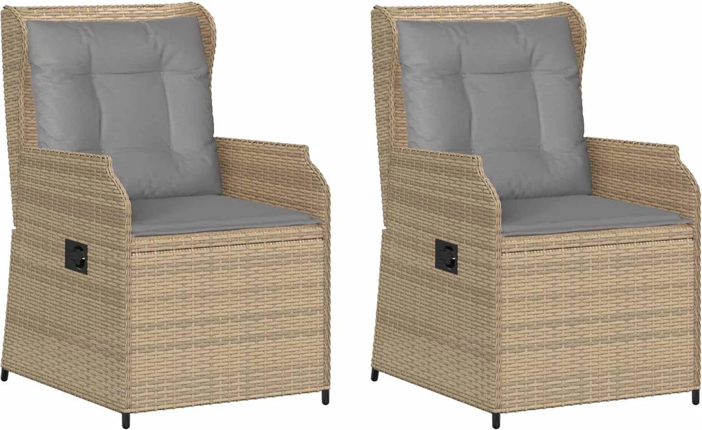 vidaXL Kerti pad 2 pcs Bézs polirattan