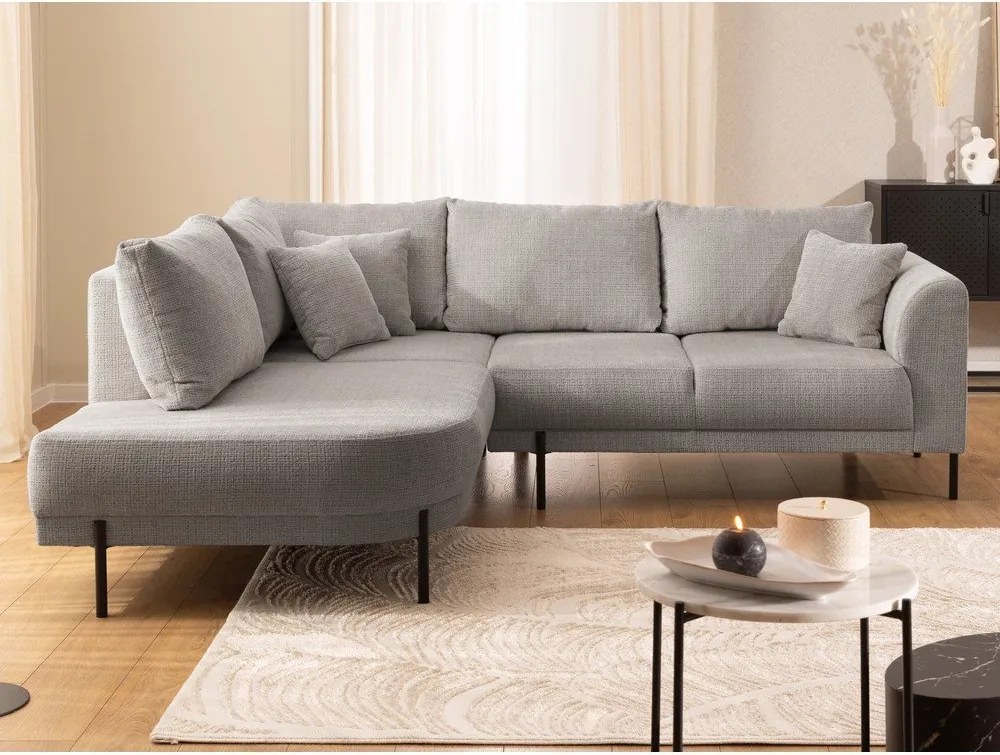 Szürkésbarna zsenília sarokkanapé (bal oldali-L alakú) Mauris – Ropez