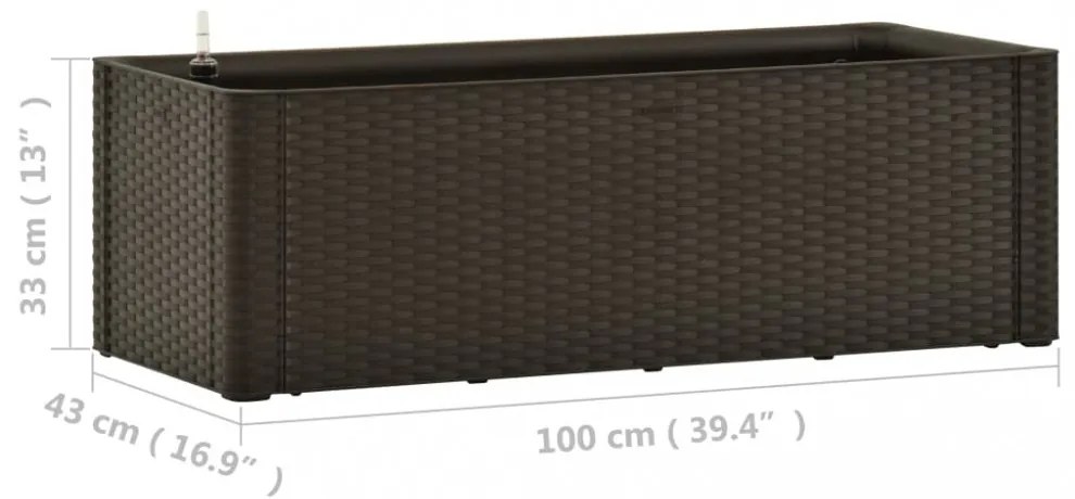 mokkaszínű kerti magaságyás öntözőrendszerrel 100 x 43 x 33 cm