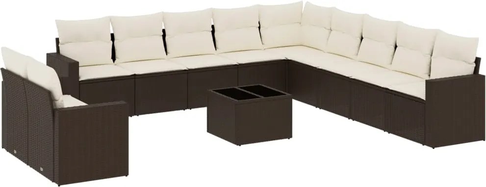 vidaXL 12 részes barna polyrattan kerti ülőgarnitúra párnákkal