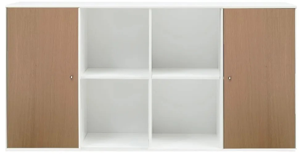 Fehér fali komód tölgyfa dekorral Hammel Mistral Kubus, 136 x 69 cm
