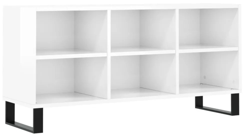 fehér magasfényű szerelt fa TV-szekrény 103,5 x 30 x 50 cm