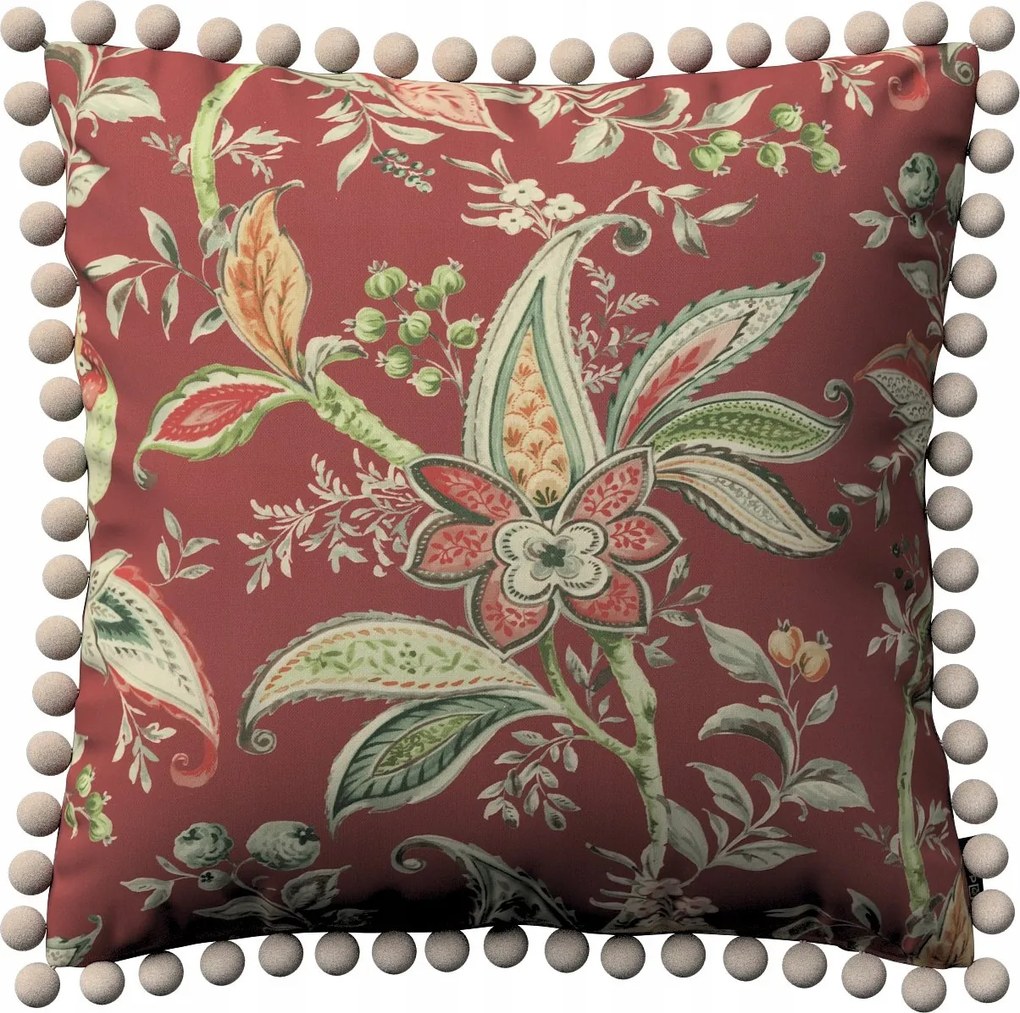 Dekoria Vera párnahuzat piros, növényi mintákkal
