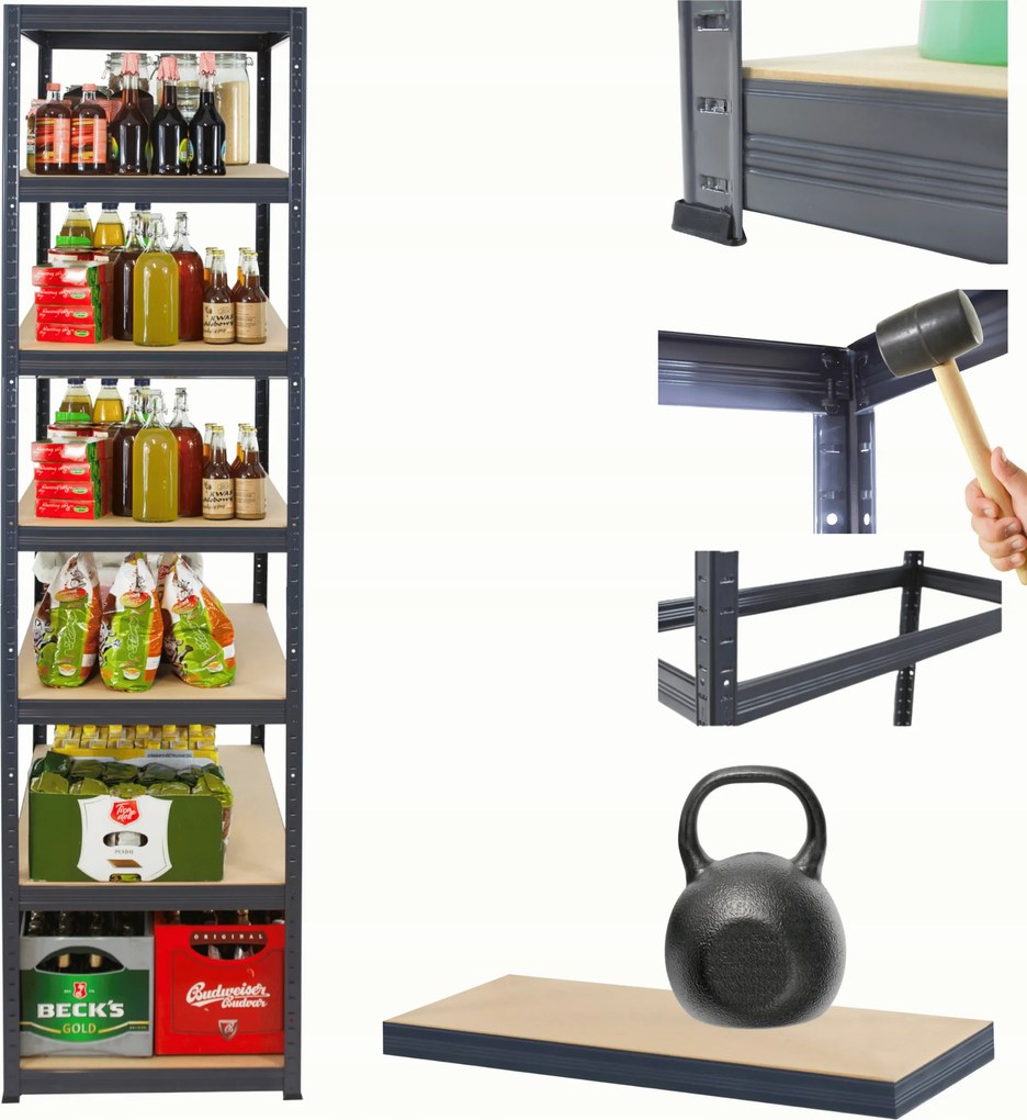 Tárolószekrény fém állvány Helios 270x50x50cm 7Px175kg 300EZER Komb