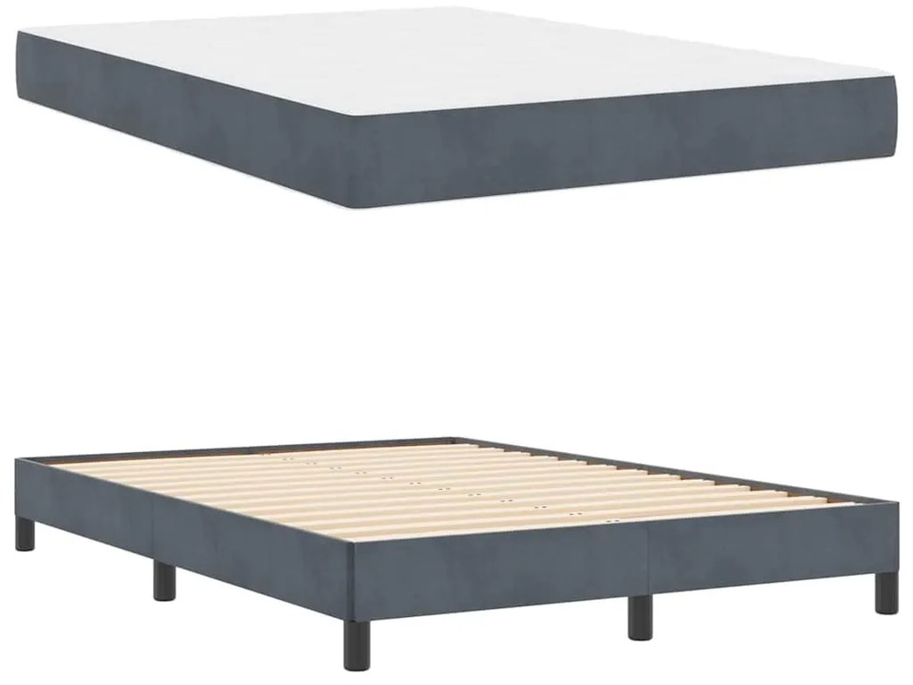 Boxspring ágy matraccal Sötétszürke 140 x 190 cm Bársony