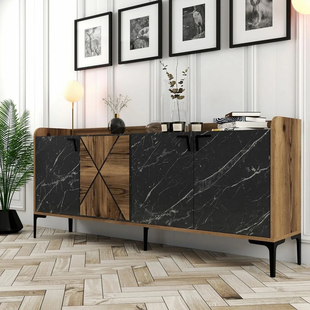 Venedik szekrény Walnut and Black Marble