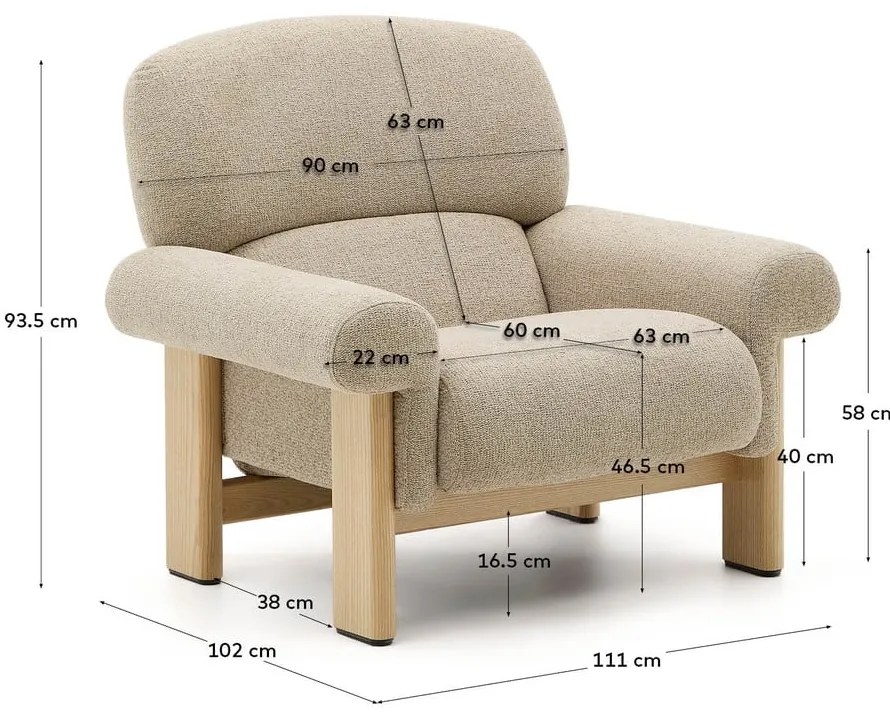 Bézs zsenília fotel Nema – Kave Home