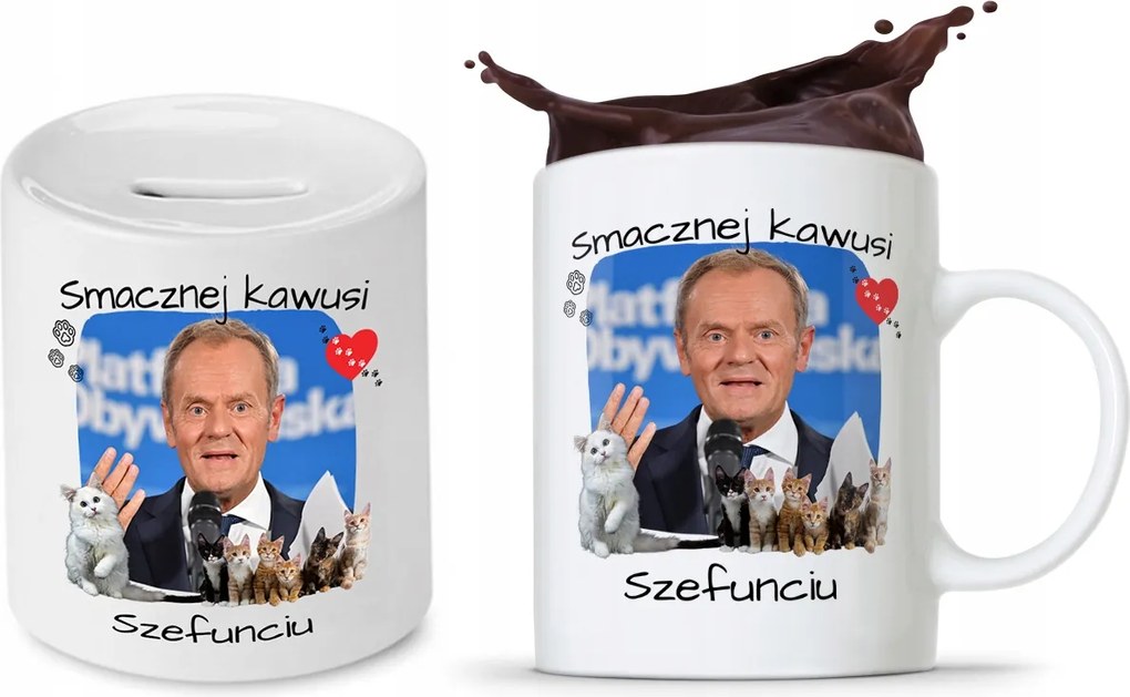 Donald Tusk Bögre Platform Készlet Persely fényképes nyomtatással