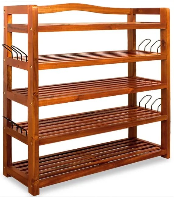 RUSTIC cipőtartó polc, 5 polc, 75x26x82cm, természetes barna Casaria