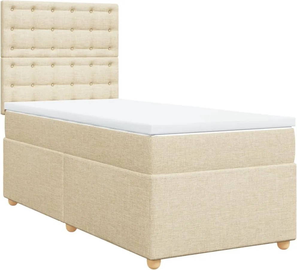 vidaXL krémszínű szövet rugós ágy matraccal 80 x 200 cm