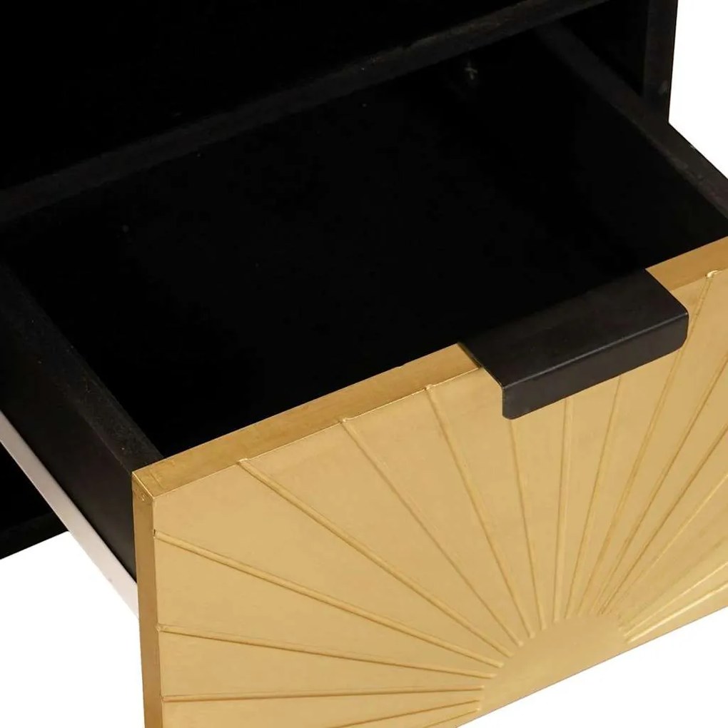 TV szekrény Fekete és Arany 100 x 33 x 46 cm tömör mangófa
