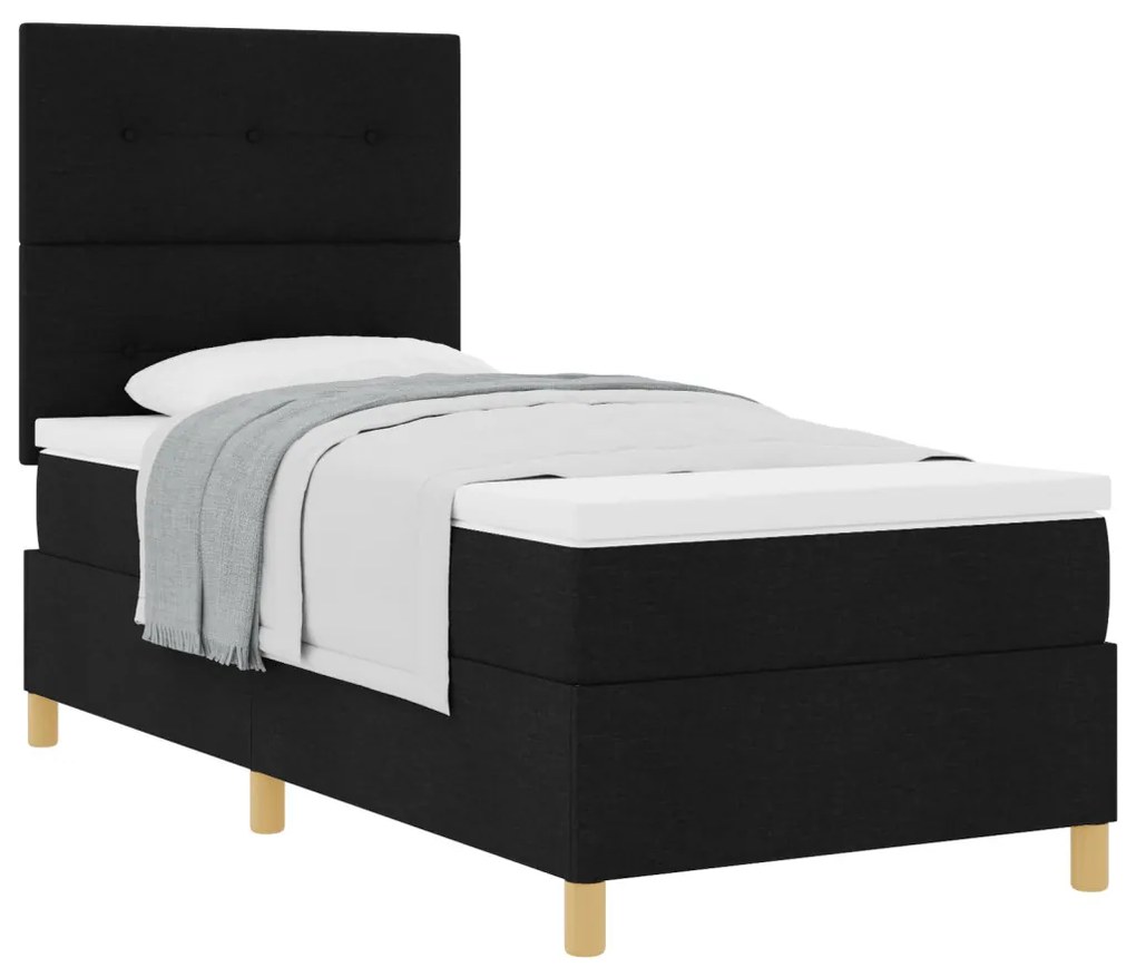 Box Spring Ágy matraccal Fekete Egyszemélyes Szövet
