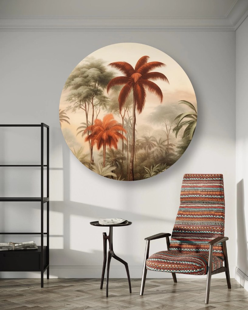 Gario Kerek vászonkép Narancssárga pálmafák a trópusi dzsungelben Méret: 80 x 80 cm